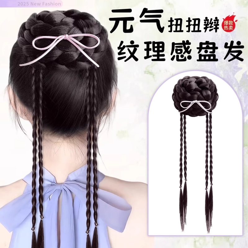 丸子头假发高颅顶花苞头元气盘发