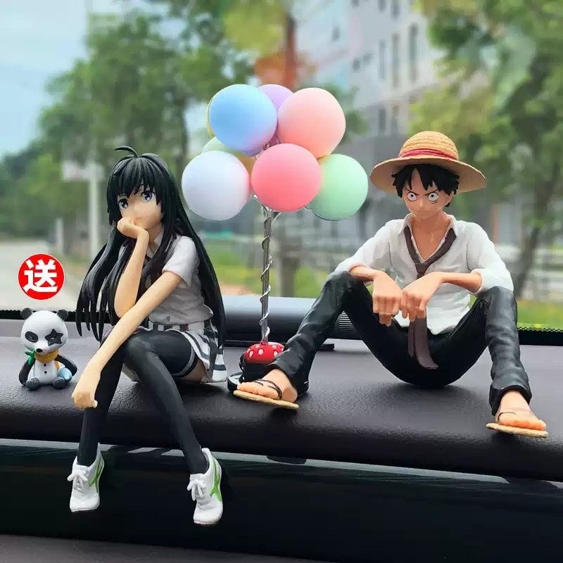 动漫海贼王车载摆件笑脸路飞索隆手办网红汽车中控台内装饰品公仔