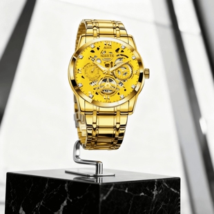 正品瑞士2024新款手表男士全自动机械风防水精钢带双日历男表夜光