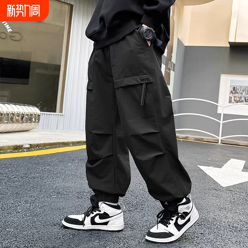 儿童装男童裤子春秋款2026新款中大童工装裤男孩休闲运动长裤薄款