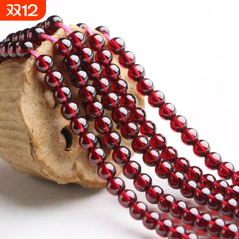 新潮流天然酒红石榴石散珠手链