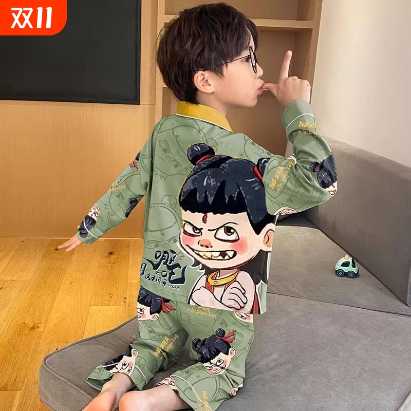 儿童睡衣男童男孩夏季大童春秋款青少年家居服秋冬2025年新款薄款