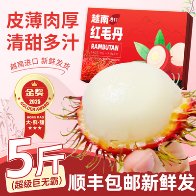越南红毛丹5斤新鲜水果精选正宗当季毛荔枝热带水果整箱顺丰包邮
