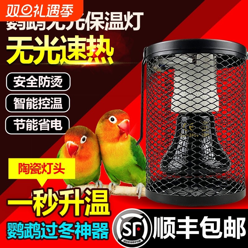 鹦鹉无光陶瓷保温灯鸟类玄凤保暖加热防咬防烫取暖器带罩子加温笼