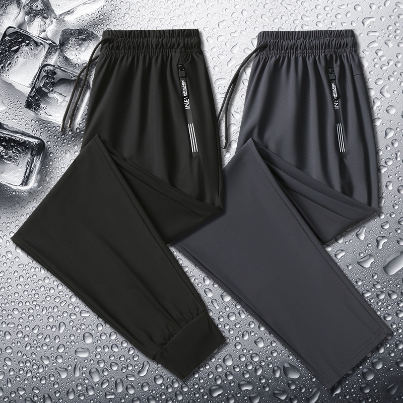 冰丝透气休闲裤男夏季男裤薄款宽松休闲速干裤高弹运动裤男款