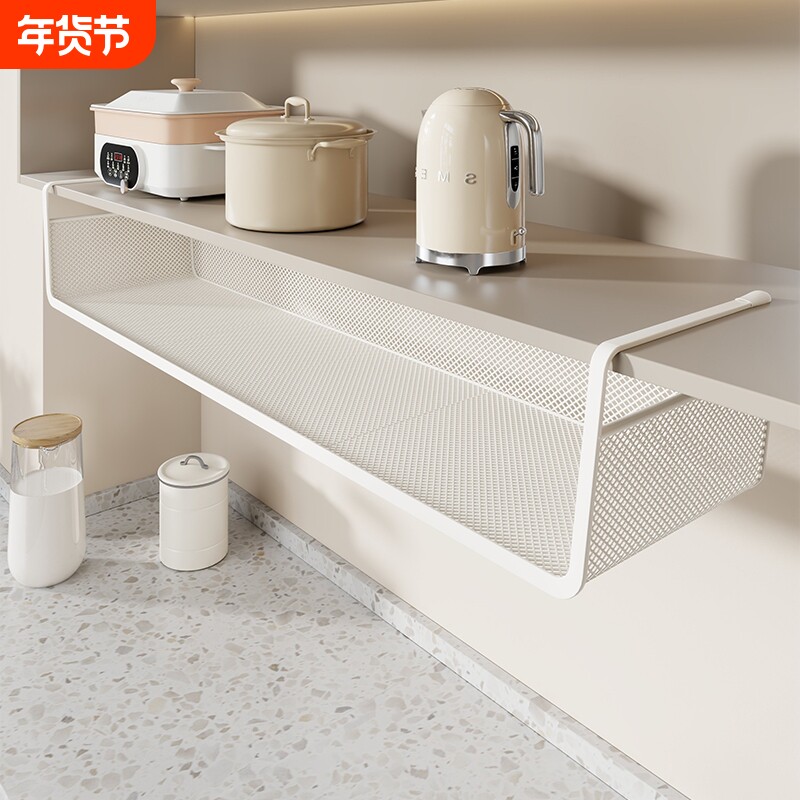 厨房置物架橱柜内吊柜挂架家用橱柜下免打孔悬挂式收纳架壁挂柜门