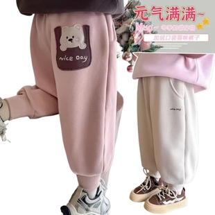 男宝宝休闲加厚防风裤 女童加厚运动裤 T217 子 儿童秋冬加绒裤