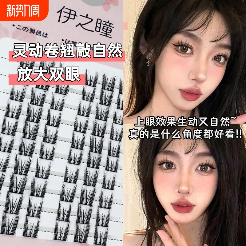 猫精灵假睫毛三部曲仿真单簇漫画仙子眼自然款胶水浓密镊子卷翘