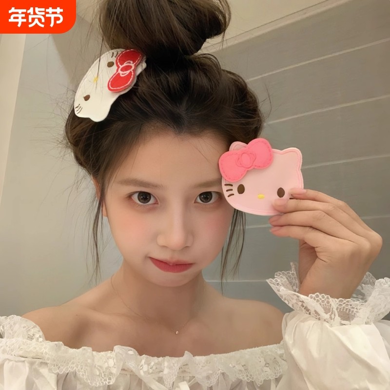 超可爱的KT脑袋!整理碎发魔术贴发卡化妆敷面膜无痕刘海贴粘发贴