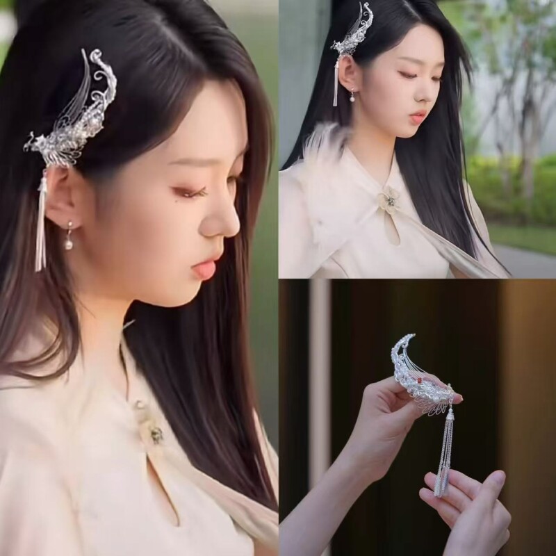 李柯以同款云鸾边夹女小众设计新中式国风流苏发饰侧边夹刘海夹