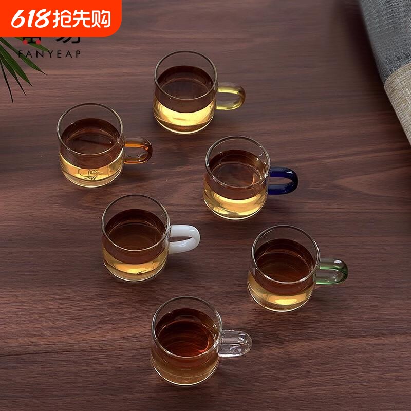 杯子/玻璃/茶/小A1pn0-耐热透明功夫茶杯带把家用加厚品茗杯