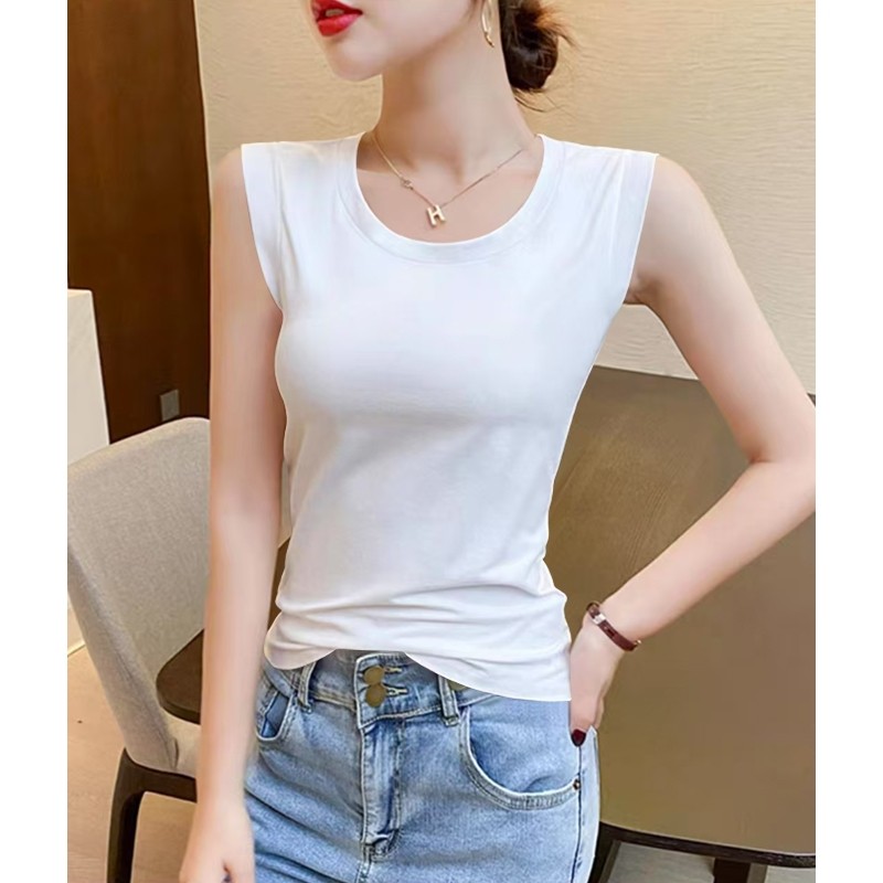 2025年夏季新款圆领设计感遮副乳吊带背心女纯棉无袖内搭外穿上衣