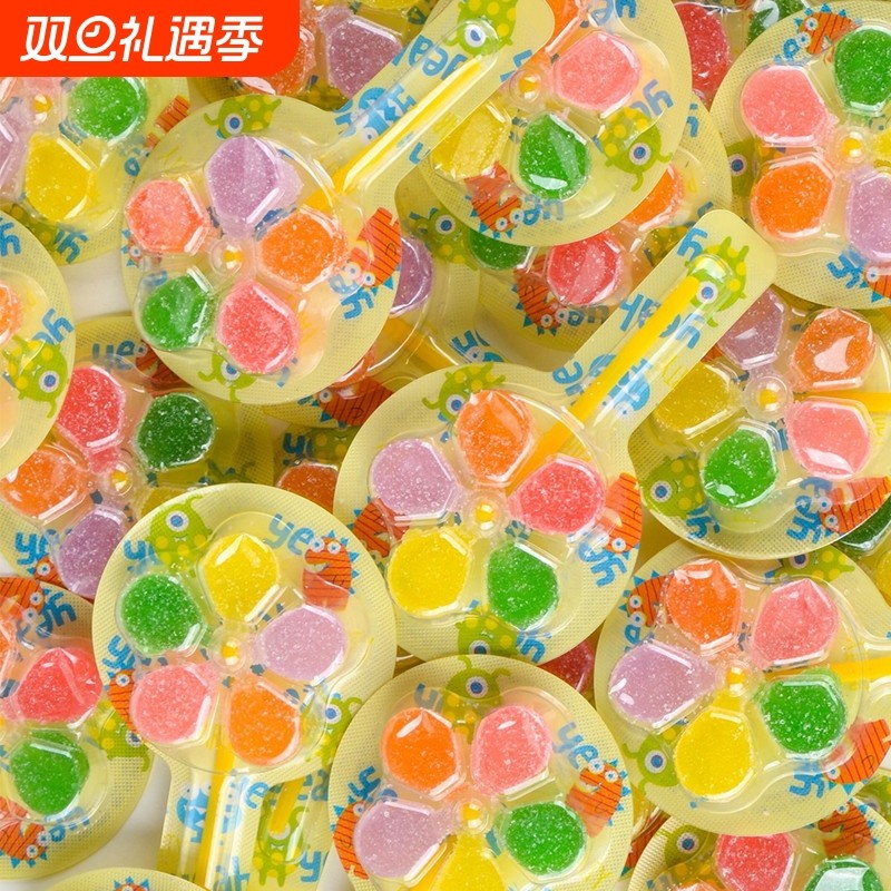 五彩风车糖软糖儿童零食网红棒棒糖水果味糖果分享造型童年多种
