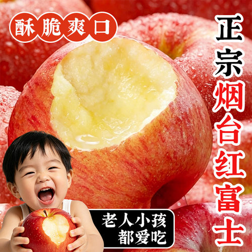 正宗烟台苹果新鲜水果脆甜多汁山东栖霞红富士当季苹果批发一整箱