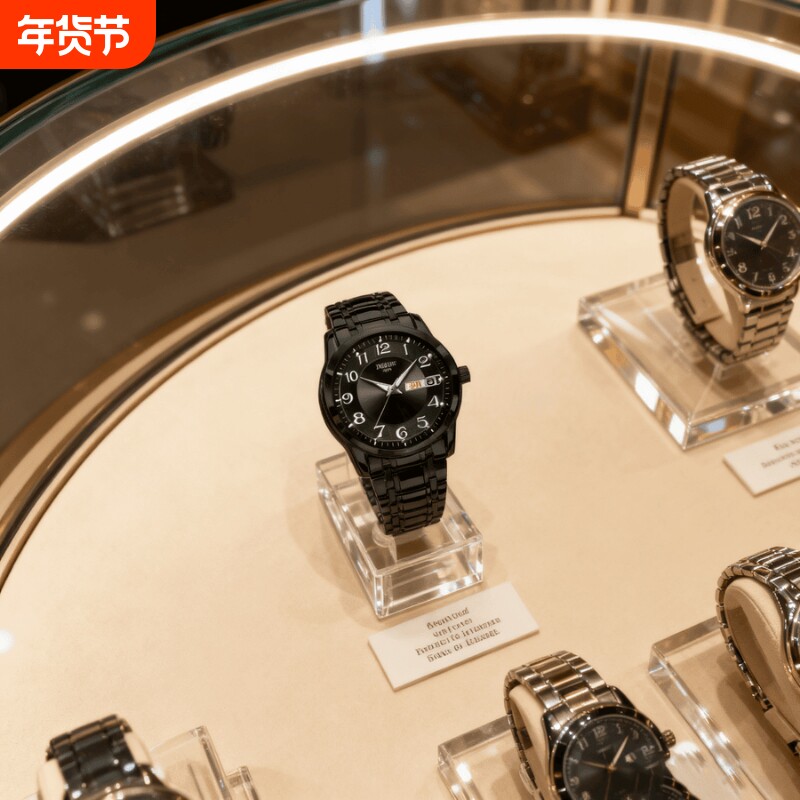 正品瑞士2024新款手表男士全自动机械风防水精钢带双日历男表夜光