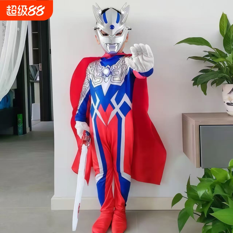 赛罗奥特超人男童衣服赛罗女孩大人版儿装套装cosplay连体演出服