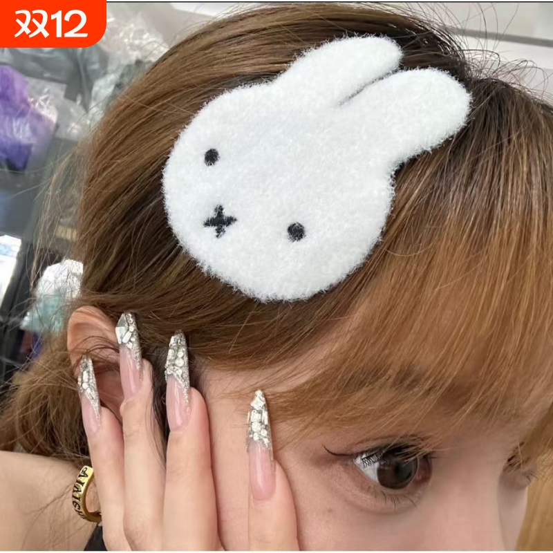 针织米菲魔术贴自制卡通刘海贴甜美少女讹钱无痕发饰短发