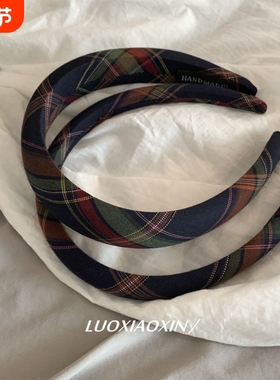 韩版ins英伦风格子发箍韩国复古外出头箍压发头窟海绵高颅顶发饰