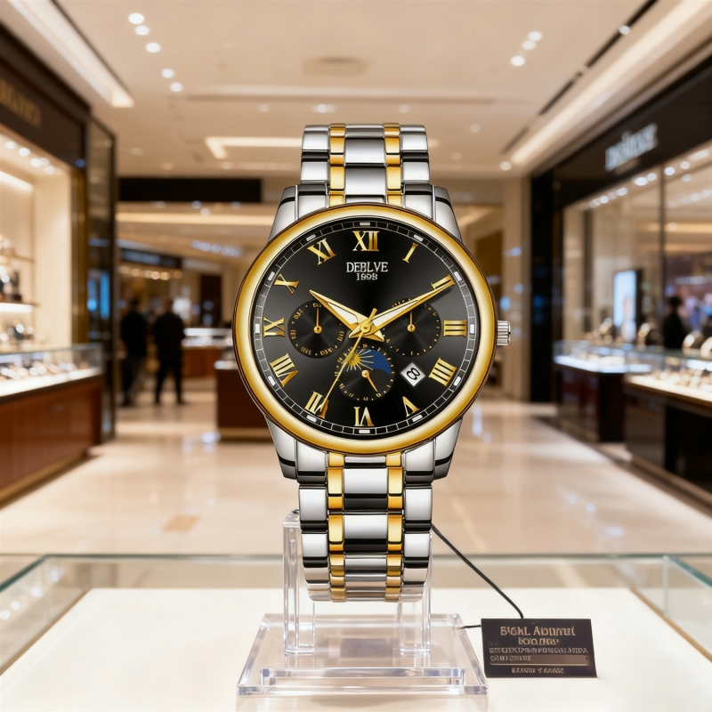 正品名牌钢带商务防水石英腕表高级感男士男款手表全自动非机械表