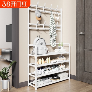 简易鞋架多层一体收纳架家用宿舍门口鞋架多功能落地挂衣架鞋帽架