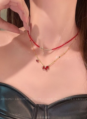马年好运~红色小马项链女高级感轻奢毛衣链2025新款颈链新年配饰