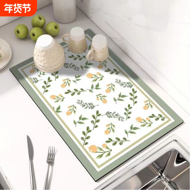吸水厨房沥水垫台面硅藻泥桌垫水槽防烫桌布隔热水池防滑餐垫速干