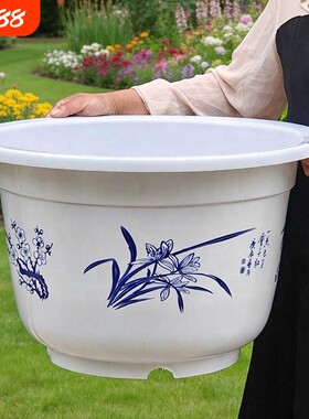塑料荷花盆仿陶瓷特大号种植盆
