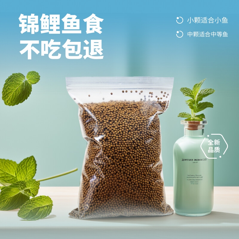 金鱼饲料观赏鱼锦鲤鱼热带鱼不浑水通用型饵料鱼粮鱼食大中小颗粒