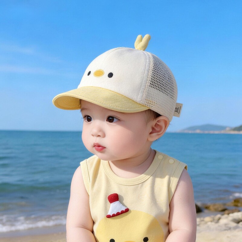 婴幼儿帽子夏季薄款透气网眼鸭舌帽男女宝宝小月龄遮阳防晒棒球帽图片