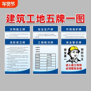 建筑工地五牌一图安全文明施工牌警示牌五图一牌现场标识牌铭牌警示标牌项目部八大员岗位职责制度牌标语六图