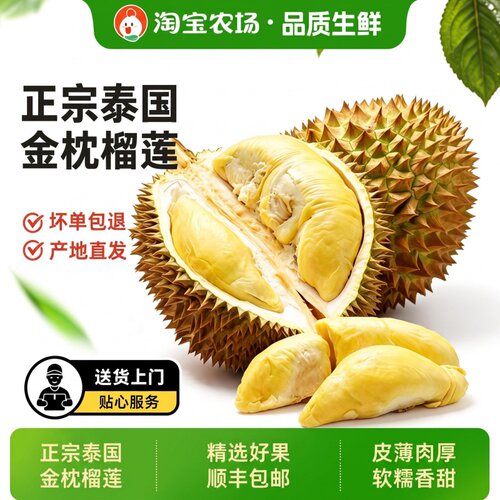 泰国进口金枕榴莲一整个带壳鲜果当季水果新鲜巴掌小榴莲顺丰包邮