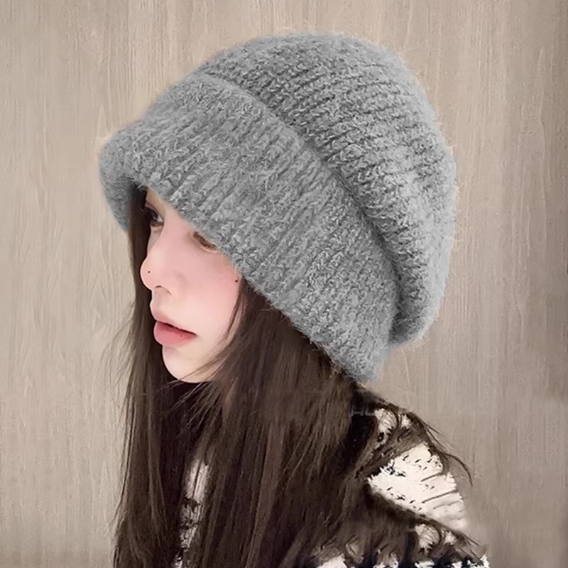 堆堆帽子女护耳保暖显脸小毛线帽