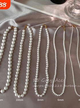 配旗袍珍珠项链高档双层小众女复古配饰品法式毛衣链锁骨链白色