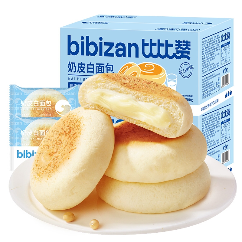 比比赞奶皮白面包速食营养早餐夹心糕点解馋充饥零食休闲小吃食品