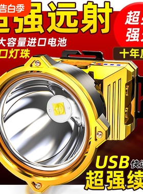 公牛适用LED头灯强光远射可充电超亮头戴式夜钓灯矿灯户外感应