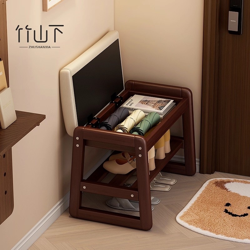 竹山下储物换鞋凳三用一体