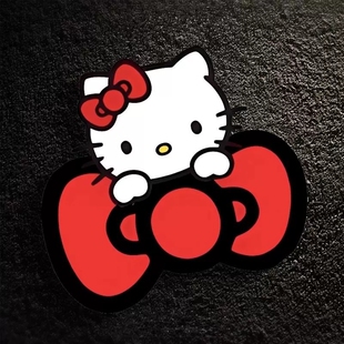 适合女司机可爱hellokitty凯蒂猫汽车贴纸创意个性 饰蝴蝶结 遮盖装