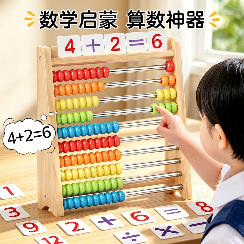 计算架蒙氏幼儿童算数启蒙教具数学珠算算术加减法算数教具神器图片