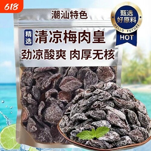潮汕风味清凉梅肉皇无核雪花劲凉薄荷九制梅肉果脯果干解馋小零食