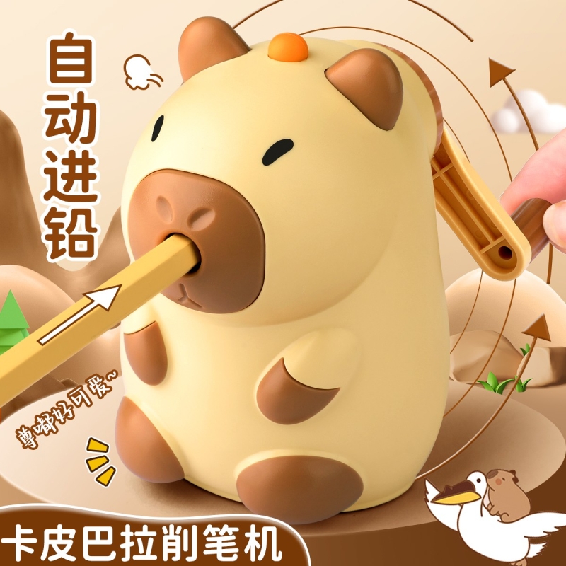 多功能美术刨笔机简约卡通文具削笔机大口径削笔器卷笔刀学生转笔刀铅笔刀开学用学生儿童男女用自动进铅手摇