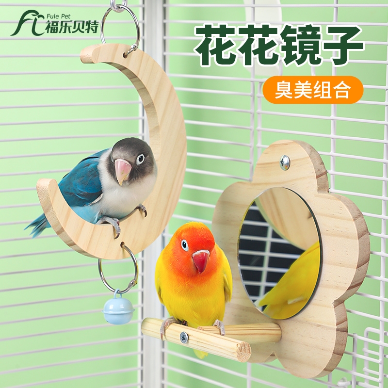 鹦鹉镜子秋千站架玩具玄凤虎皮牡丹鸟笼站杆站杠鸟用镜子小站台
