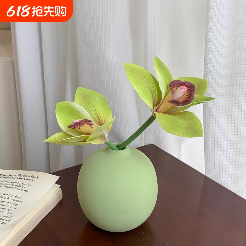仿真花蕙兰假花陶瓷瓶家居客厅桌面花艺玄关摆件装饰品摆放花卉