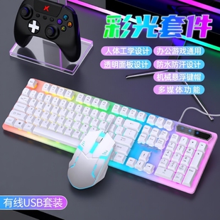 机械手感静音有线鼠标键盘套装游戏电竞台式笔记本电脑外设办公