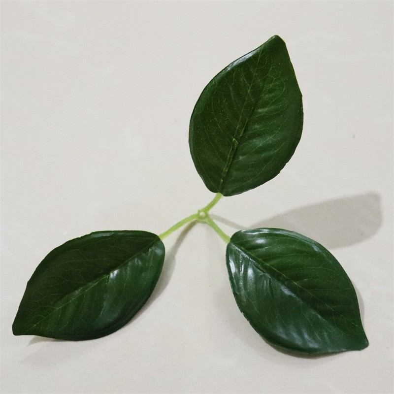 三叉玉兰花叶 山茶花叶仿真叶子配件 胶布叶片墙装饰绿叶绿树叶