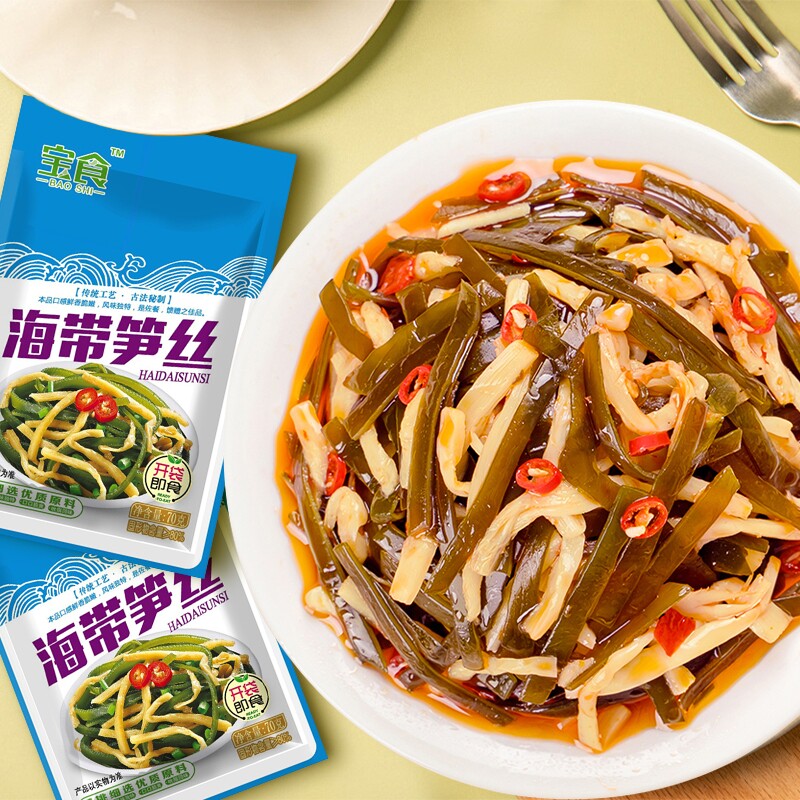 宝食海带笋丝竹笋咸菜榨菜海带脆笋配粥下饭菜小菜即食开袋袋装