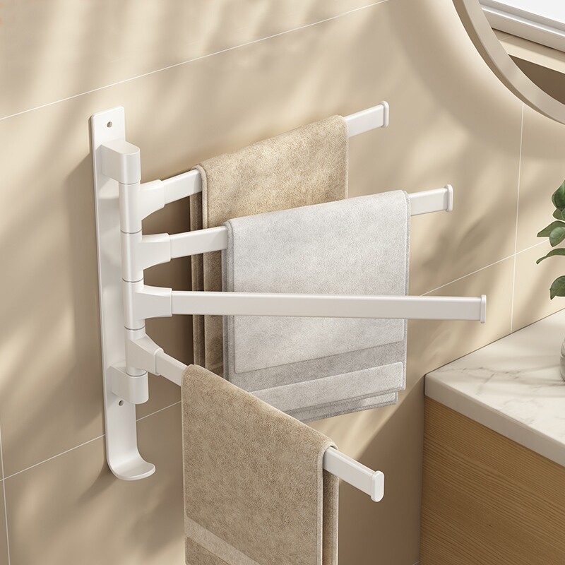 旋转毛巾架浴室免打孔卫生间转角毛巾杆挂杆卫浴厕所洗手间壁挂式