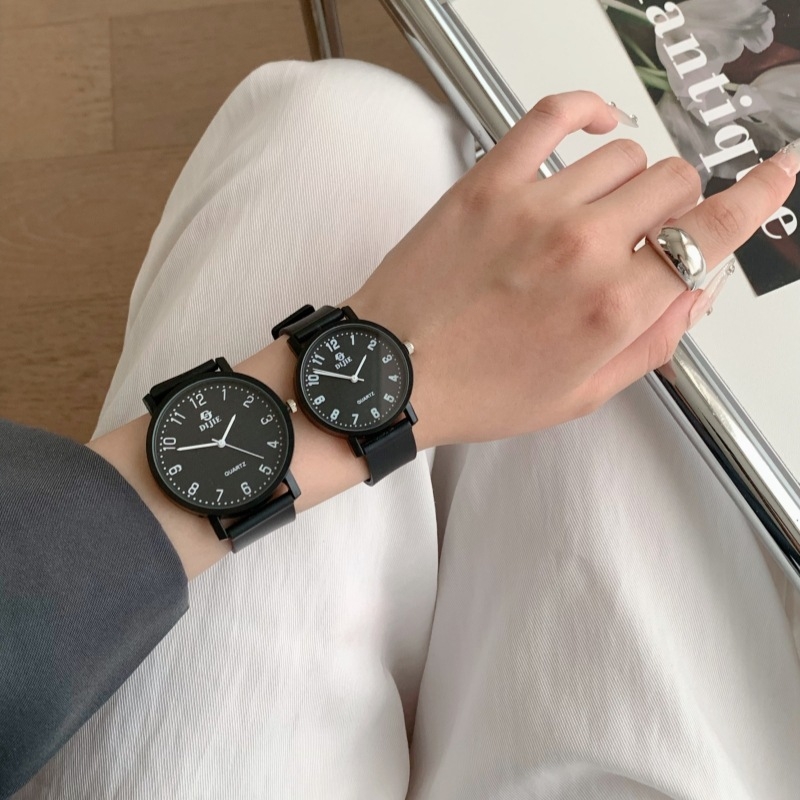 ins个性简约休闲男女日韩复古潮流小黑表情侣手表