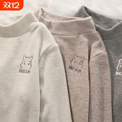 男女童秋冬2025新款儿童半高领保暖百搭上衣绵羊绒纯棉长袖打底衫