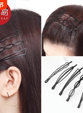 发夹/一字夹A1pf0-黑色侧边刘海发卡后脑勺碎发整理头饰盘发固
