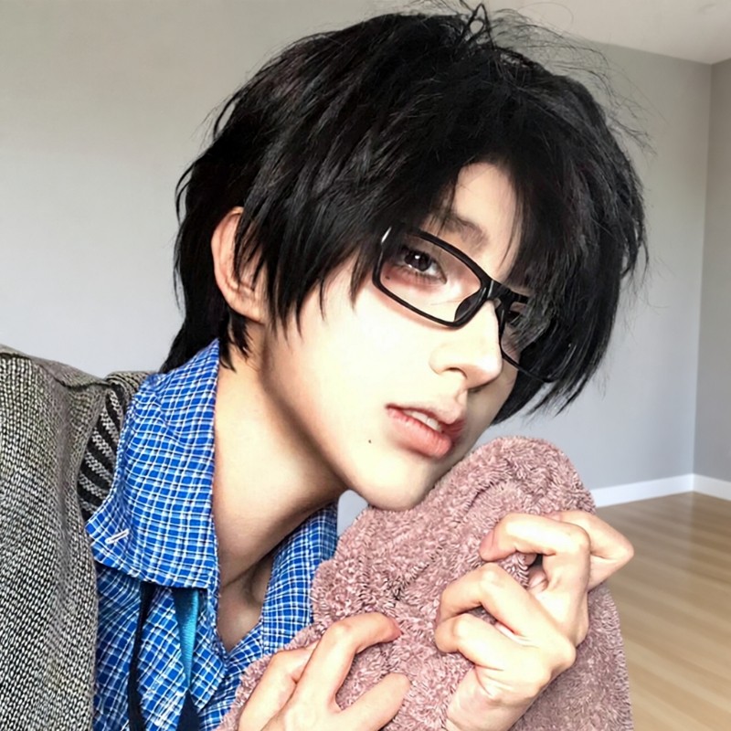 日系御宅族黑框眼镜cos二次元宅男宅女方框平光镜可配度数近视镜